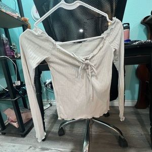 off the should long sleeve crop top